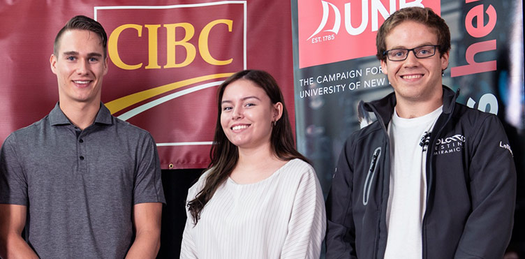 CIBC-UNB Indigenous Bursary Recipients: Rylan Parenteau, Desiree Isaac-Pictou, Mathew LeBlanc