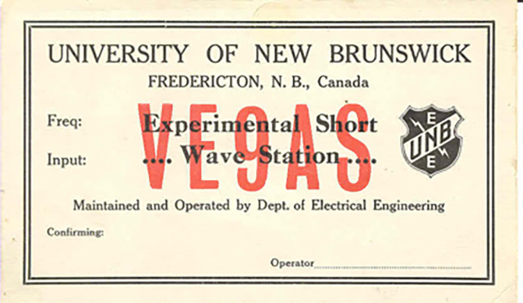 Foster Baird's VE9AS QSL Card